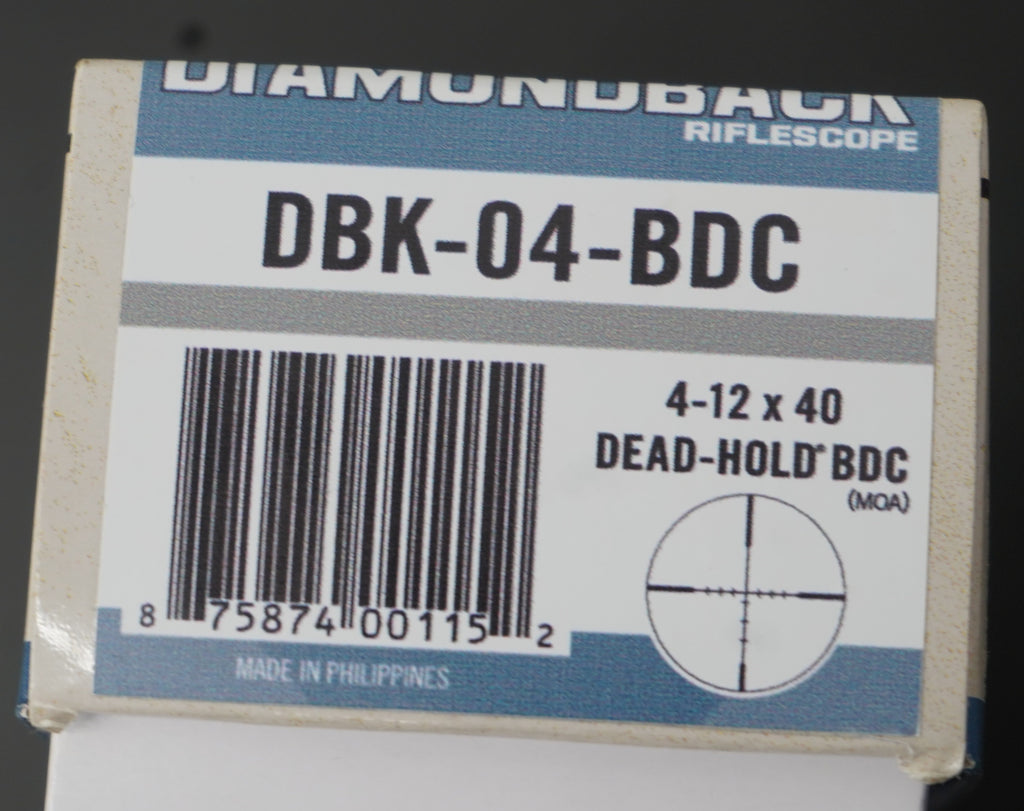 Vortex DBK-04-BDC Diamondback 4-12x40mm Dead Hold BDC MOA Rifle Scope In Box